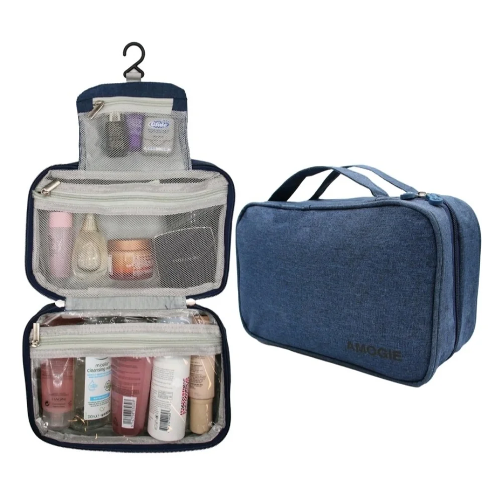 Hanging Travel Makeup And Toiletries Bag for Women and Men Navy Blue NEW